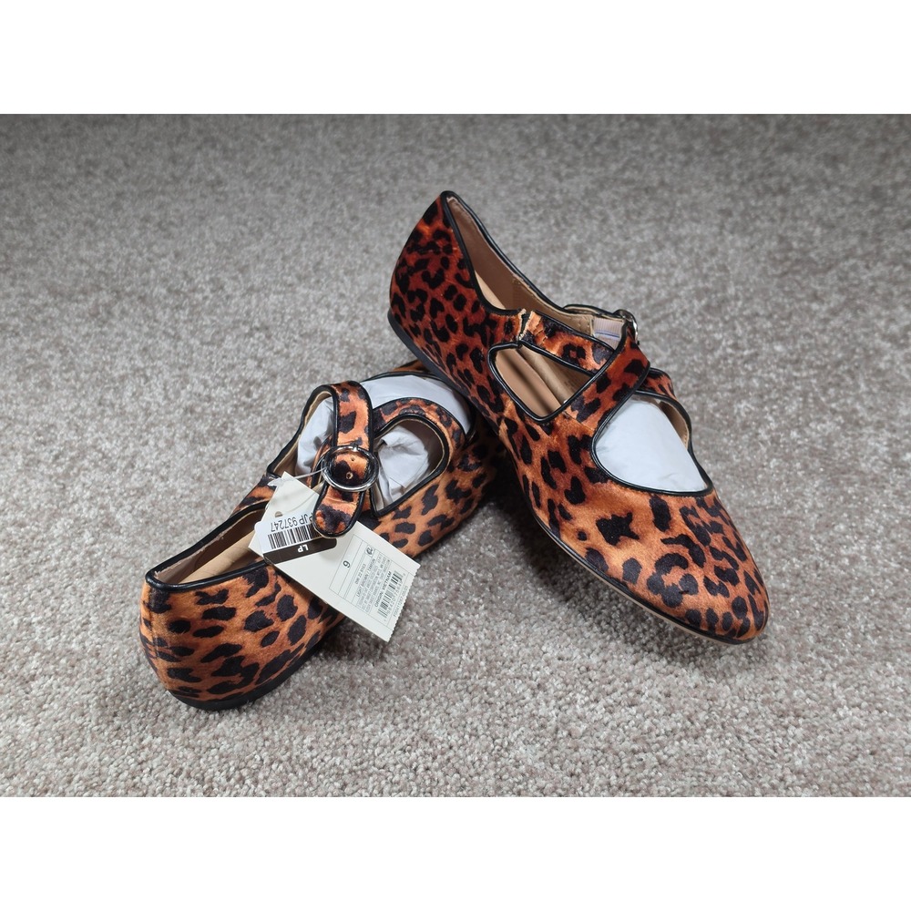 A New Day Tamsin Leopard Print Mary Jane Ballet Flats Light Brown Womens 9 NEW - Picture 3 of 6